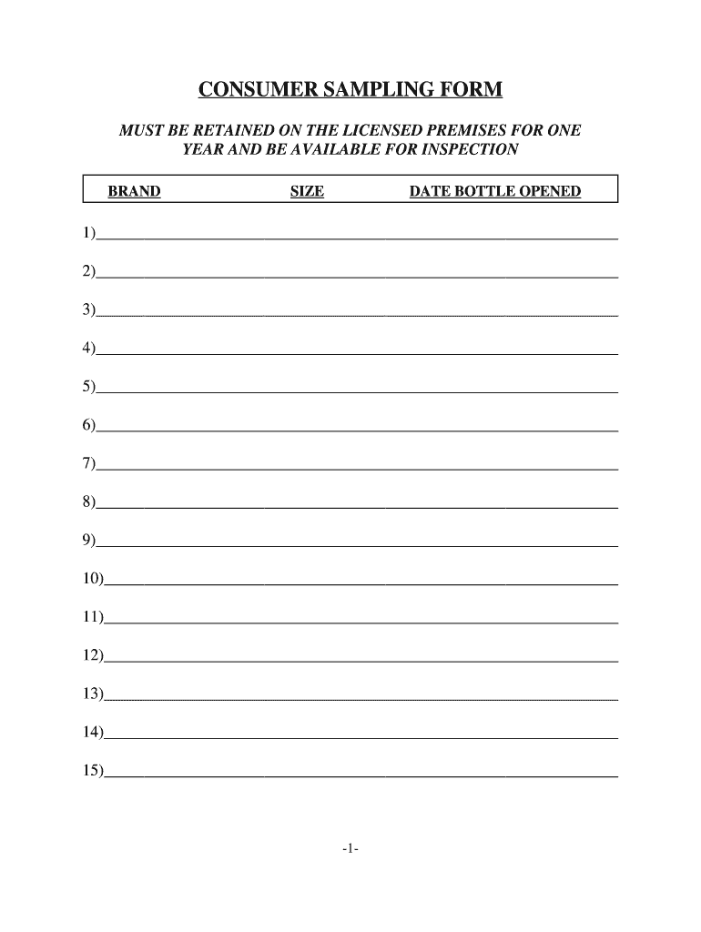 Consumer Sampling Form Nj