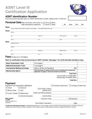 Asnt Level 3 Application Form