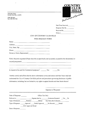FOIA Request Form the City of Country Club Hills Countryclubhills