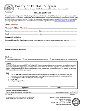 How to File a Foia Request in Fairfax County Form