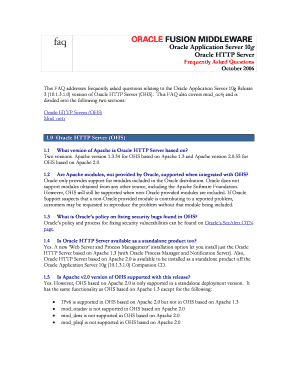 OracleAS 10g R3 10 1 3 OHS FAQ  Form
