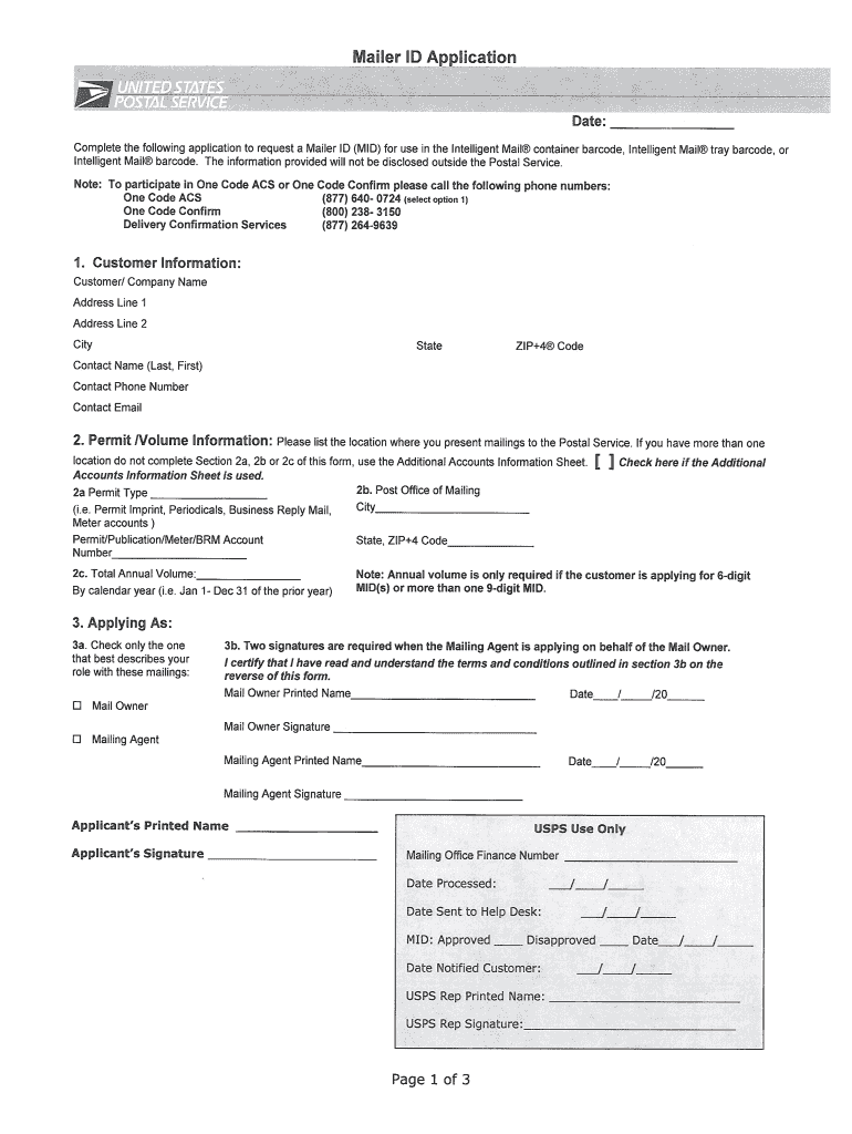 Mailer LD Application RIBBS USPS Ribbs Usps  Form