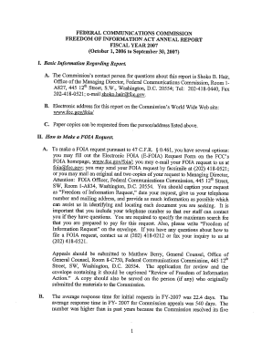 DOM of INFORMATION ACT ANNUAL REPORT FISCAL Fcc