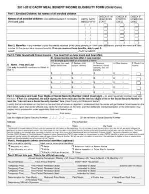 Electronic Cacfp Meal Benefit Income Eligibility Form