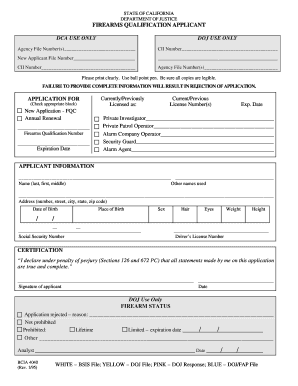 Doj Firearms Qualification Applicant Form