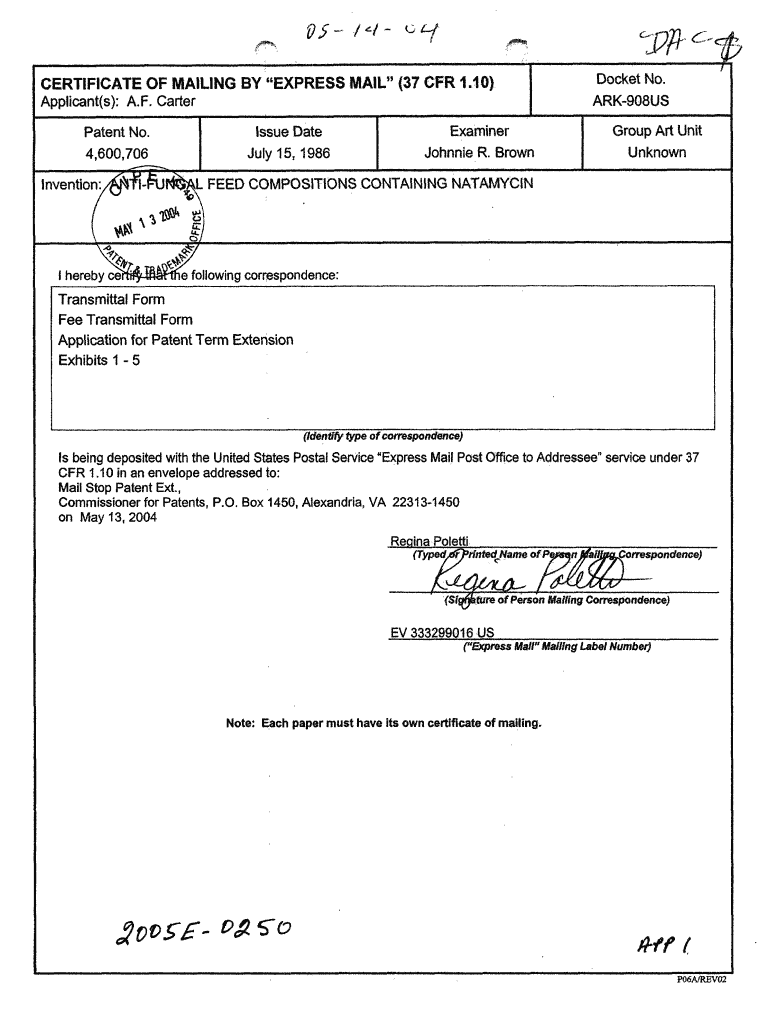 Ilowing Correspondence Transmittal Form Fee Transmittal Form Fda