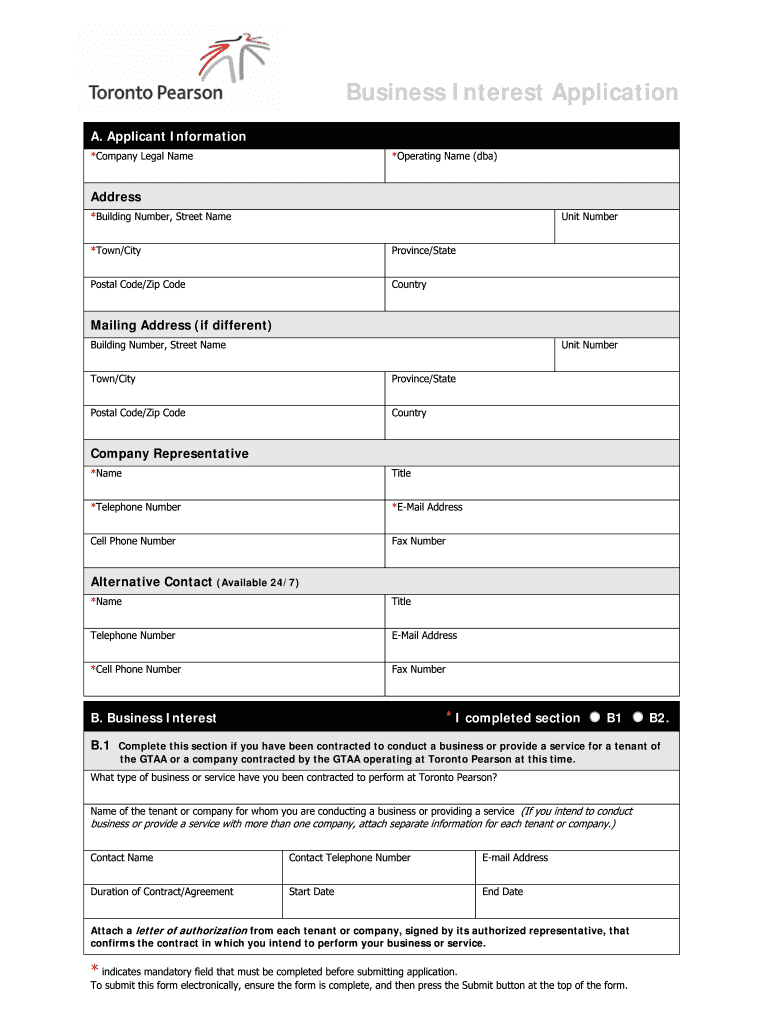 Business Interest Application Form