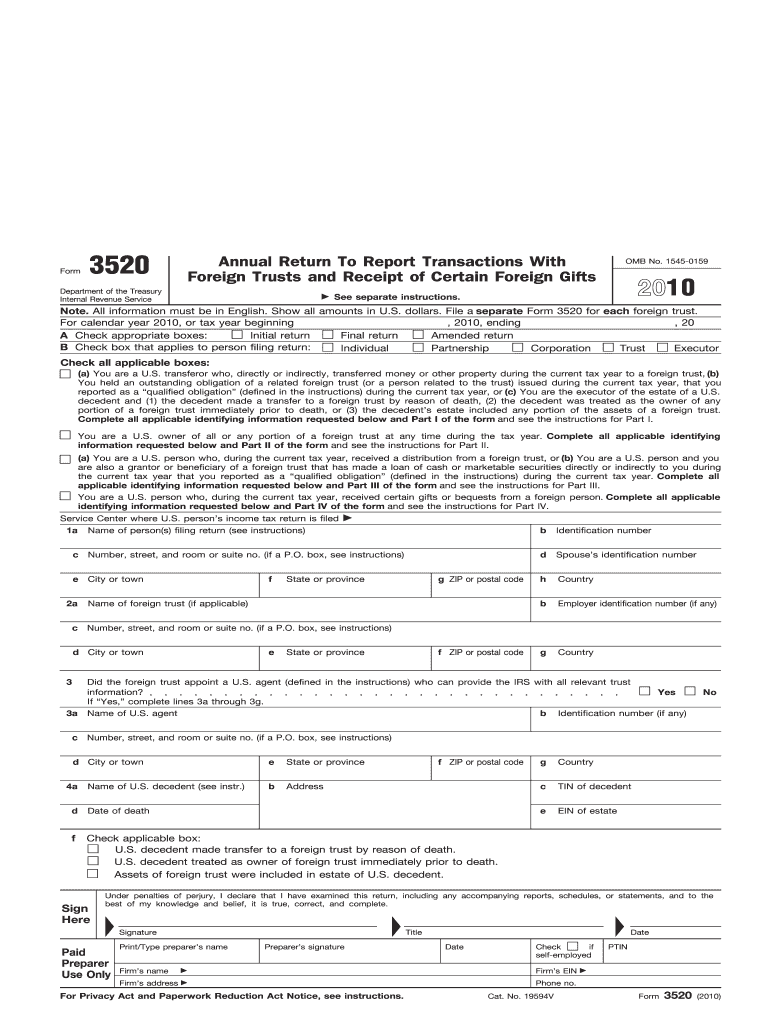  Form 3520 2010