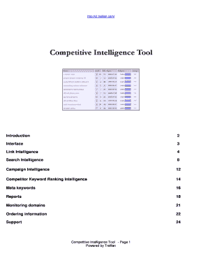 Competitive Intelligence Tool Trellian Competitive Intelligence  Form