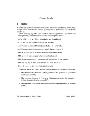 Galois Fields 1 Fields Designtheory  Form