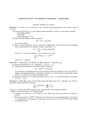 INTRODUCTION to HILBERT SCHEMES EXERCISES Hilbert  Form