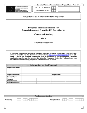 Concerted Action or Thematic Network Proposal Form Form A0 EUROPEAN COMMISSION Ftp Cordis