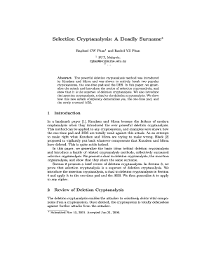 Selection Cryptanalysis a Deadly Surname*  Form