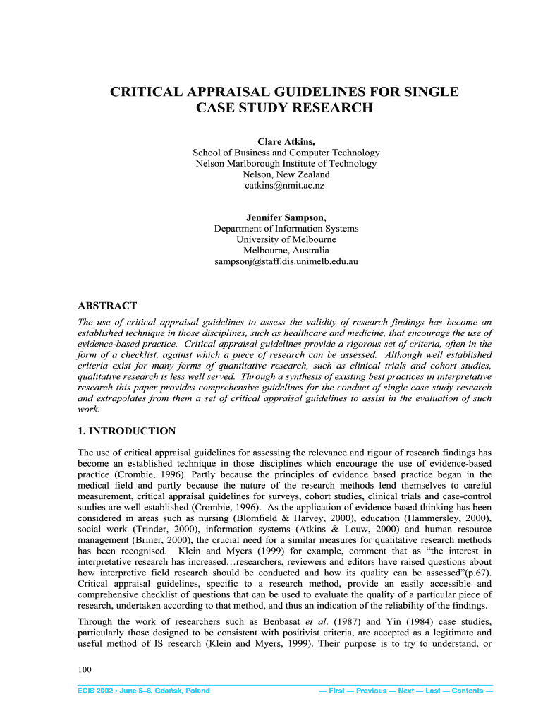 Critical Appraisal Sample PDF  Form