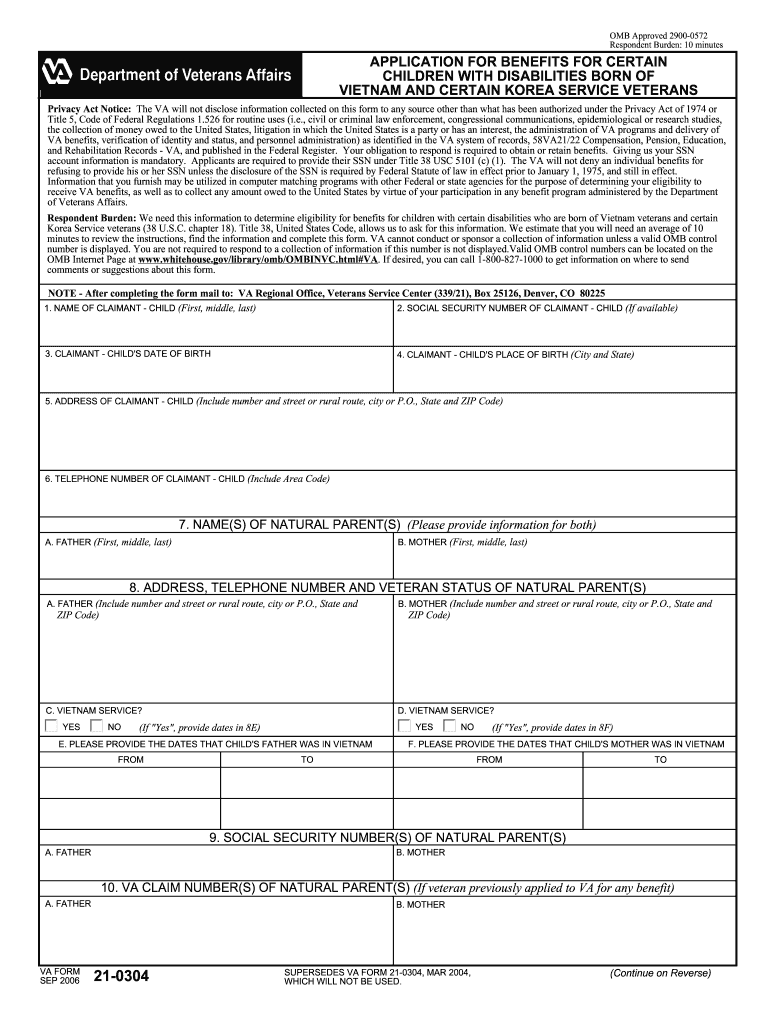 Get and Sign Va Form 21 0304 Fillable 2006