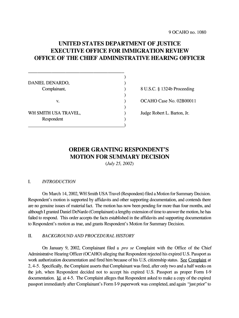 UNITED STATES DEPARTMENT of JUSTICE EXECUTIVE OFFICE Justice  Form