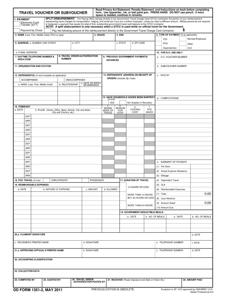  Dd Form 1351 2 2011-2024