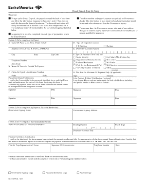 Bank America Direct Deposit Make  Form