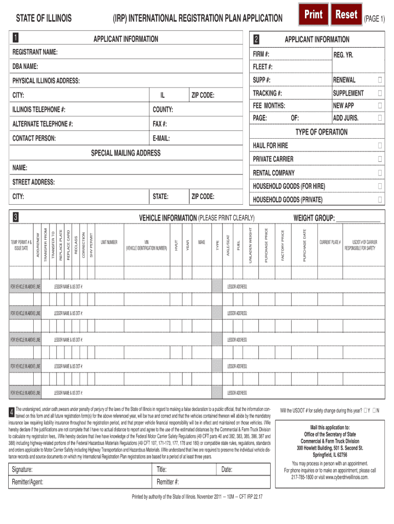  Illinois Irp  Form 2011