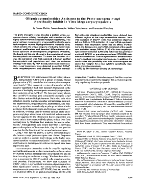 Oligodeoxynucleotides Antisense to the Proto Oncogene C Mpl Blood Bloodjournal Hematologylibrary  Form