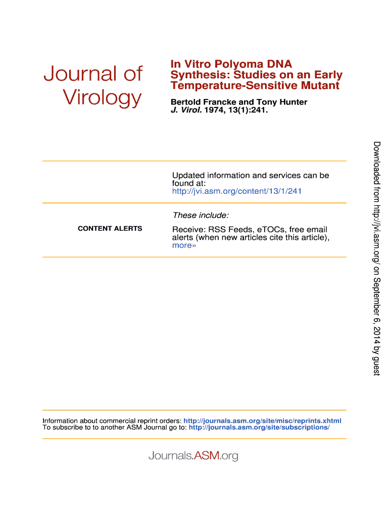 In Vitro Polyoma DNA Synthesis Studies on an Early Jvi Asm  Form