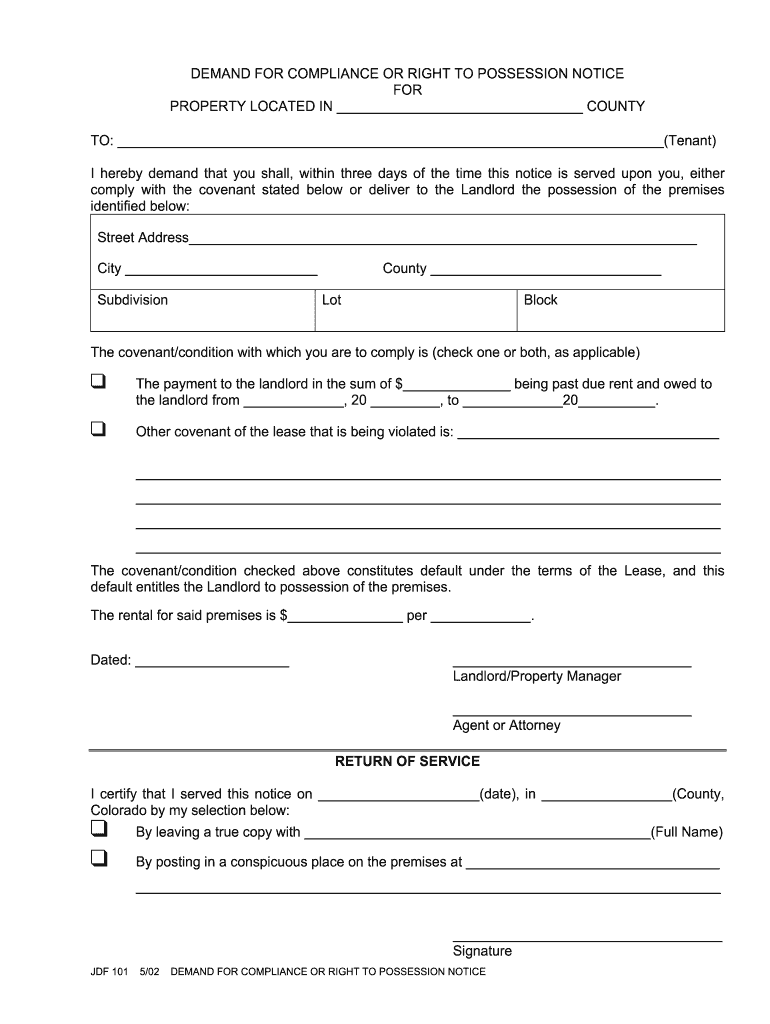 Demand for Compliance  Form