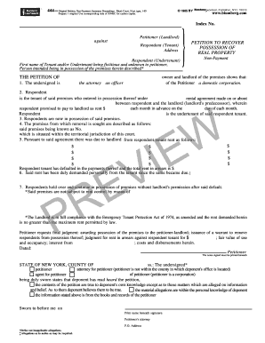 Notice of Petition to Recover Real Property  Form