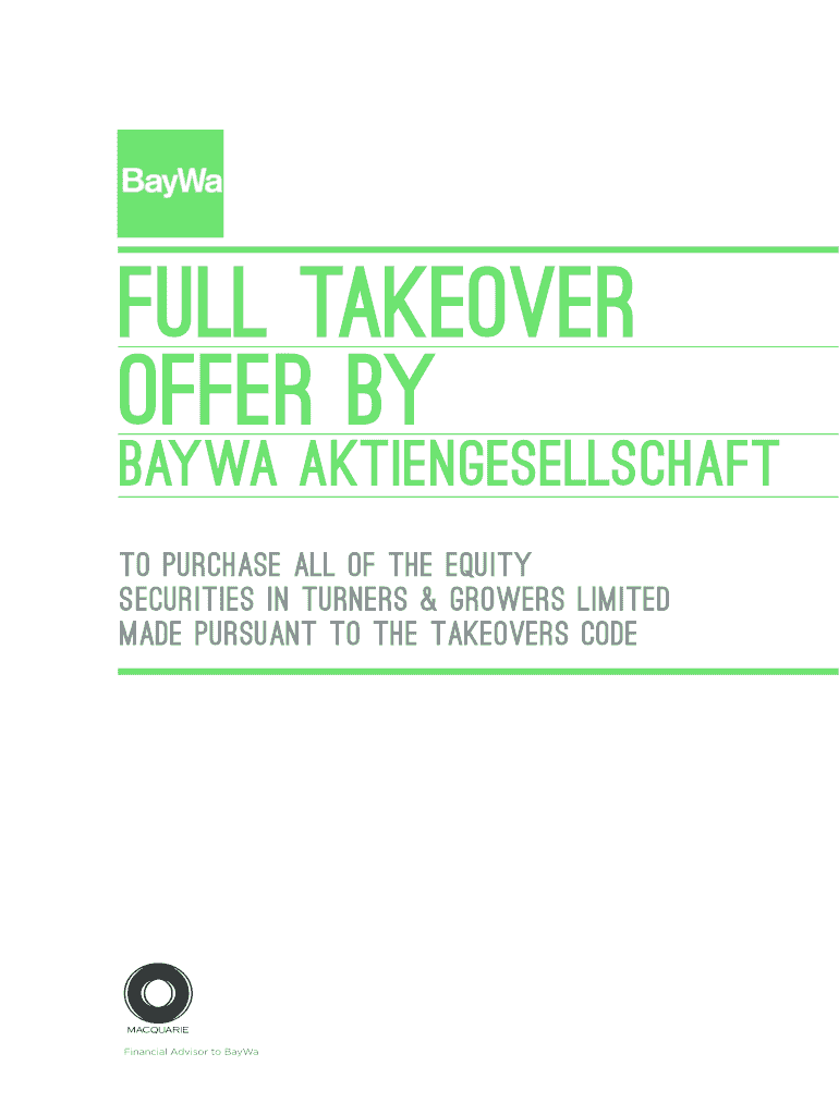 FULL TAKEOVER OFFER by  Form