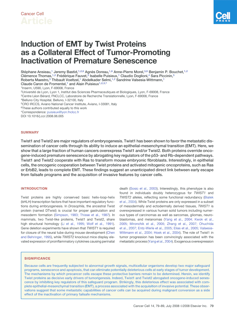 Induction of EMT by Twist Proteins Basicmed Med Ncku Edu  Form