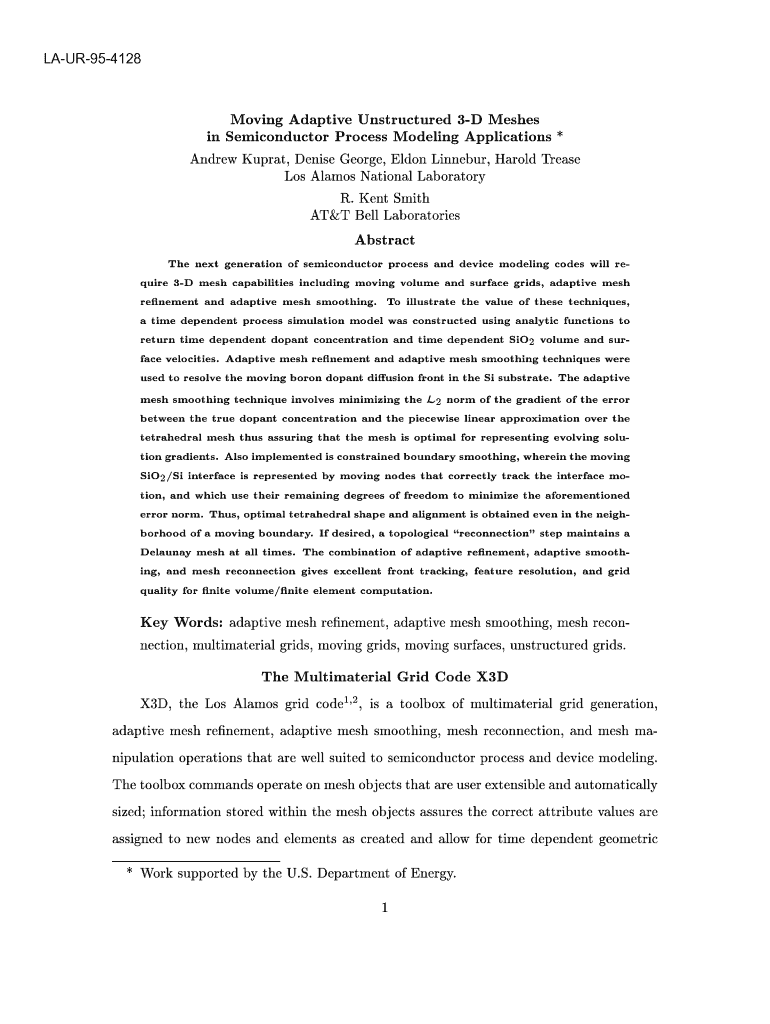 In Semiconductor Process Modeling Applications *  LaGriT  Los    Lagrit Lanl  Form