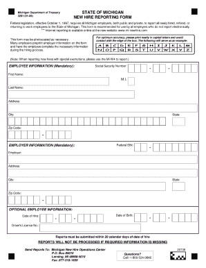 Fillable Michigan Department of Treasury Form 3281