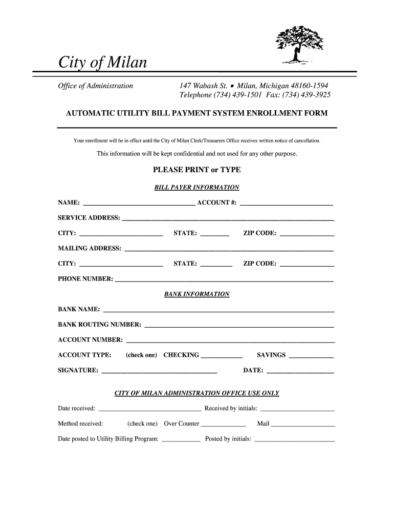 Fillable Utility Bill Template  Form