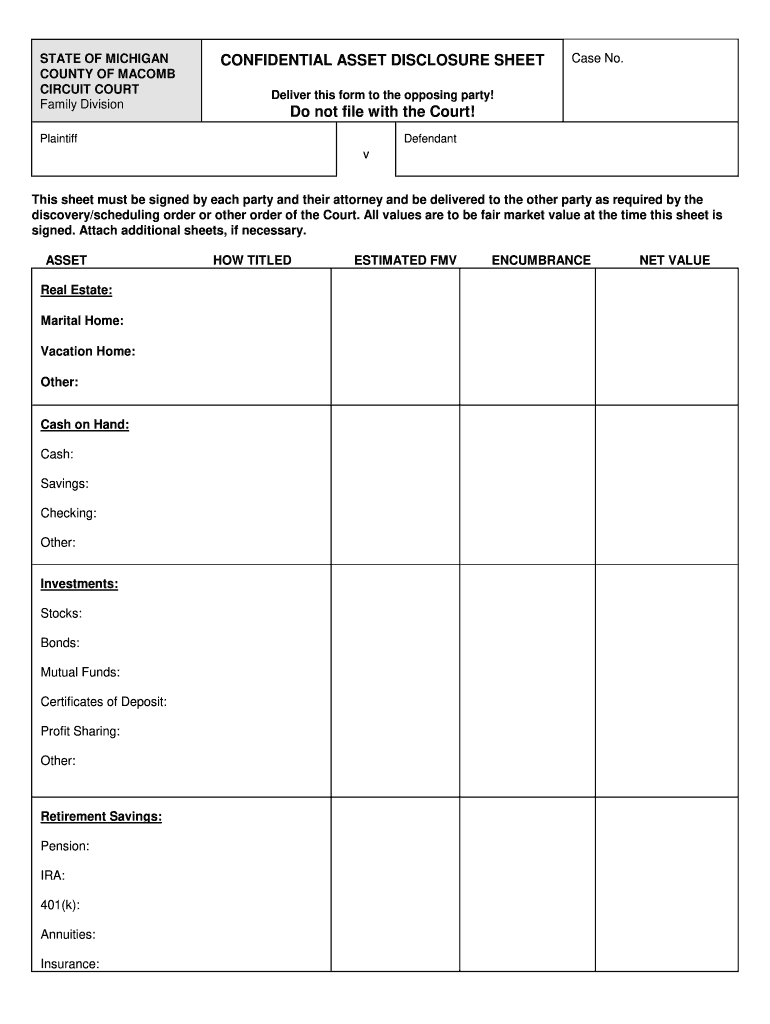 Asset Disclosure Form