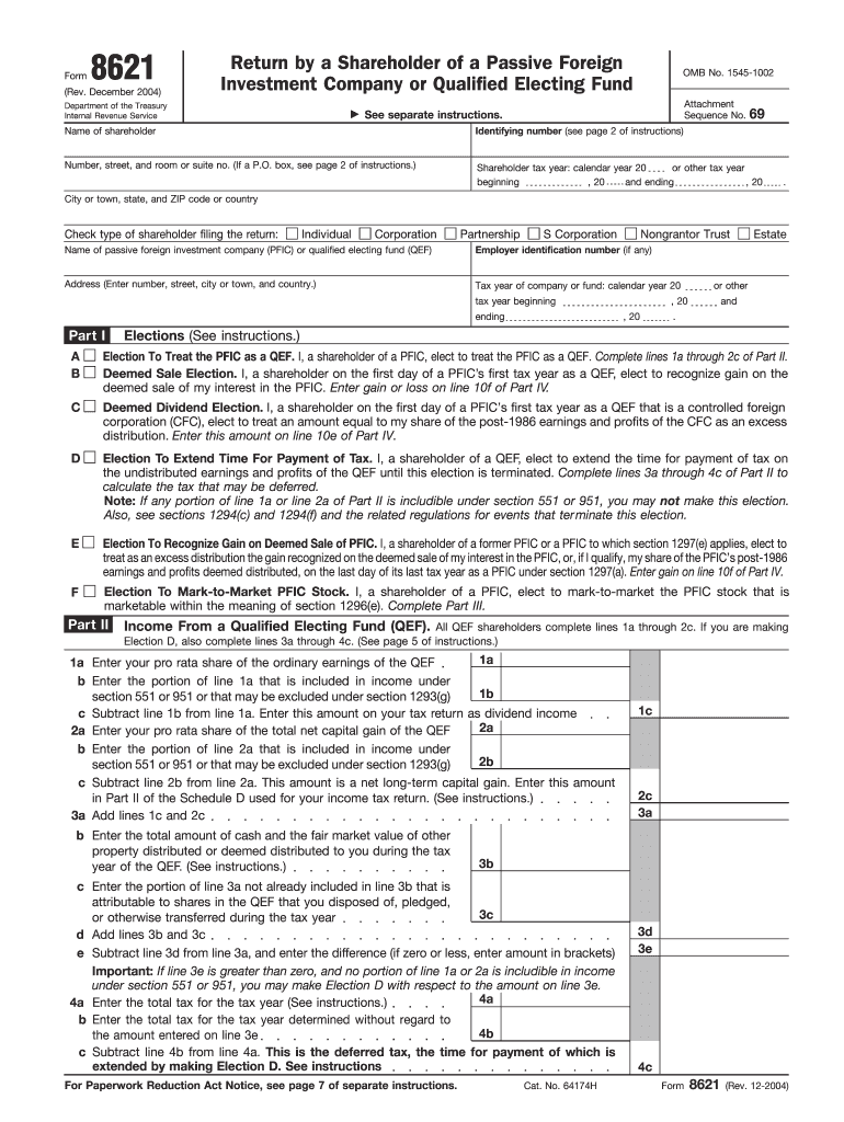 Get and Sign Form 8621 PDF 2004-2022