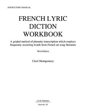 French Lyric Diction Workbook Form