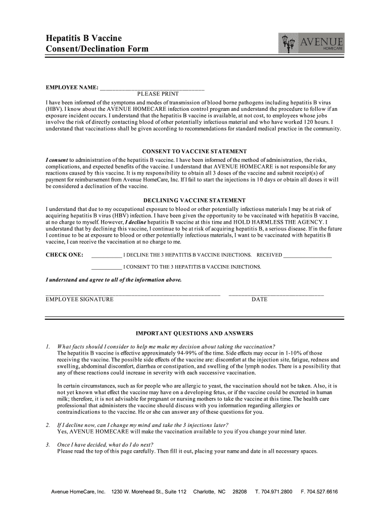 Hepatitis B Consent Form Osha: get and sign the form in seconds