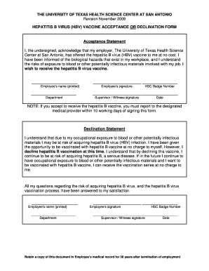 Vaccine Acceptance Declination  Form