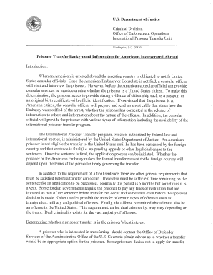 Jail Transfer Application Format