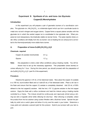 Synthesis Trans Bis Glycinato Copper  Form