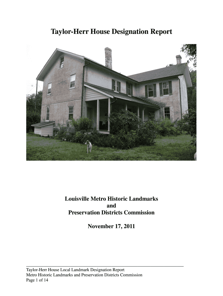 Taylor Herr House Designation Report  Louisvilleky  Form