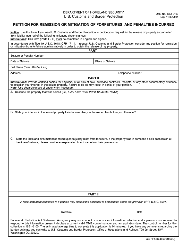 Sample Petition for Remission of Forfeiture  Form