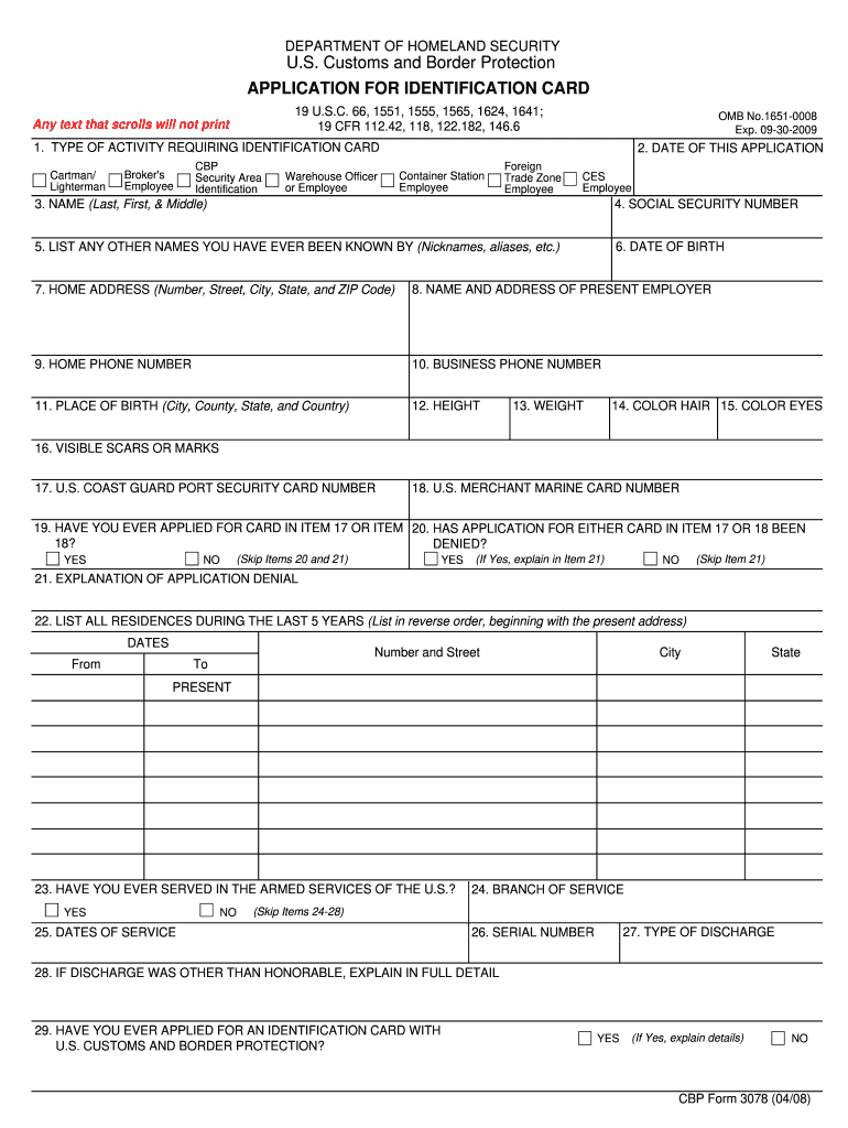  Cbp Form 3078 2019