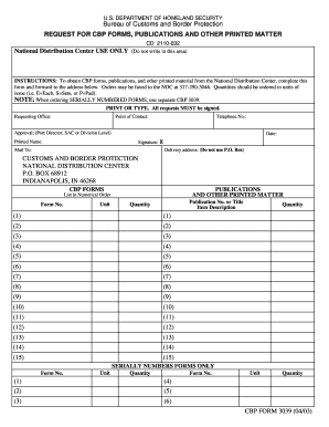 Cbp Form 3039