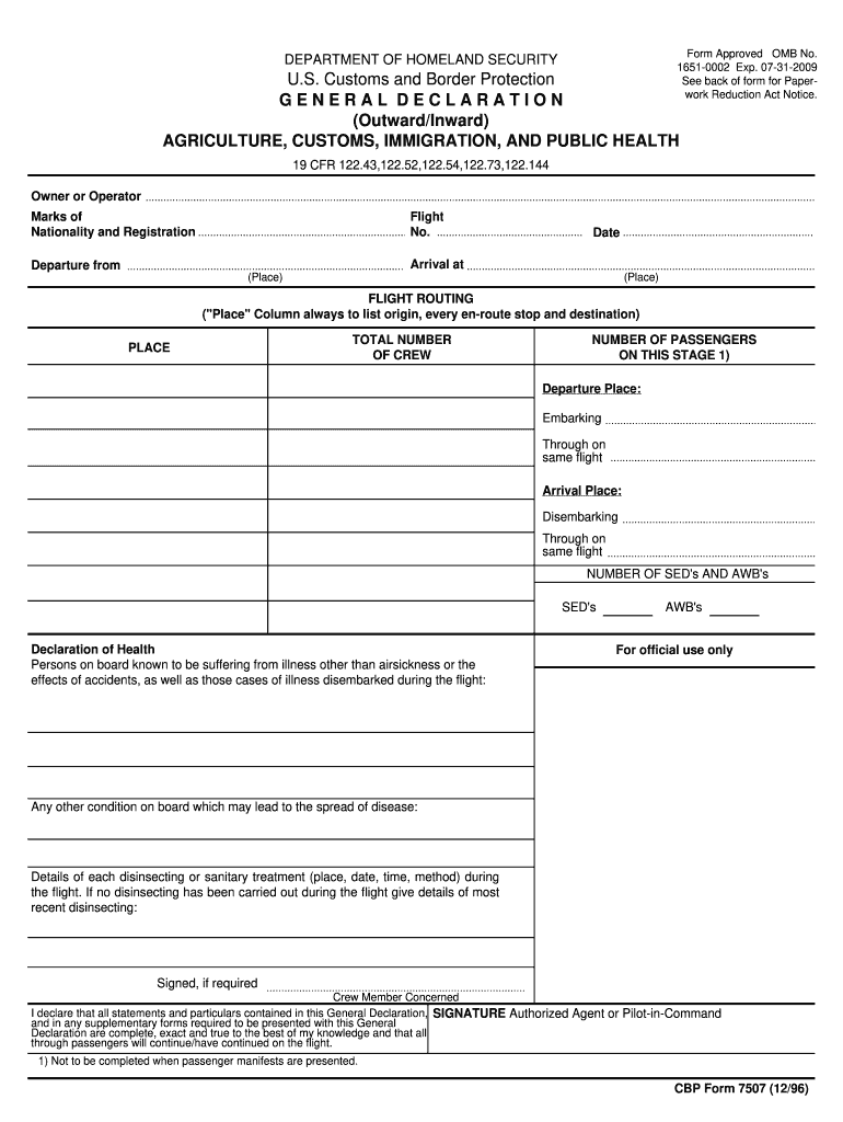  Government Form 7507 2019
