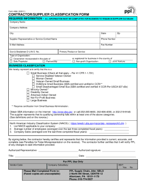 Supplier Classification Form