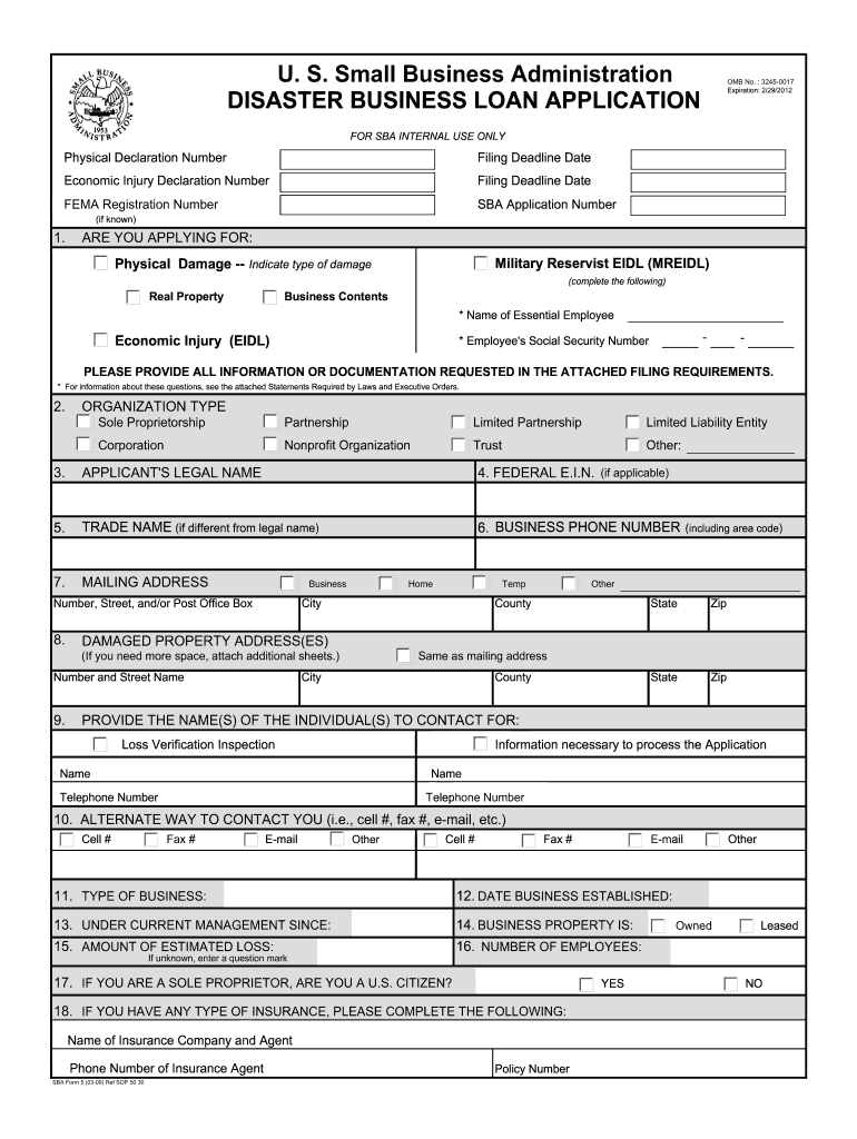 Sba Form 5