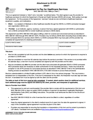 Agreement to Pay for Healthcare Services  Form