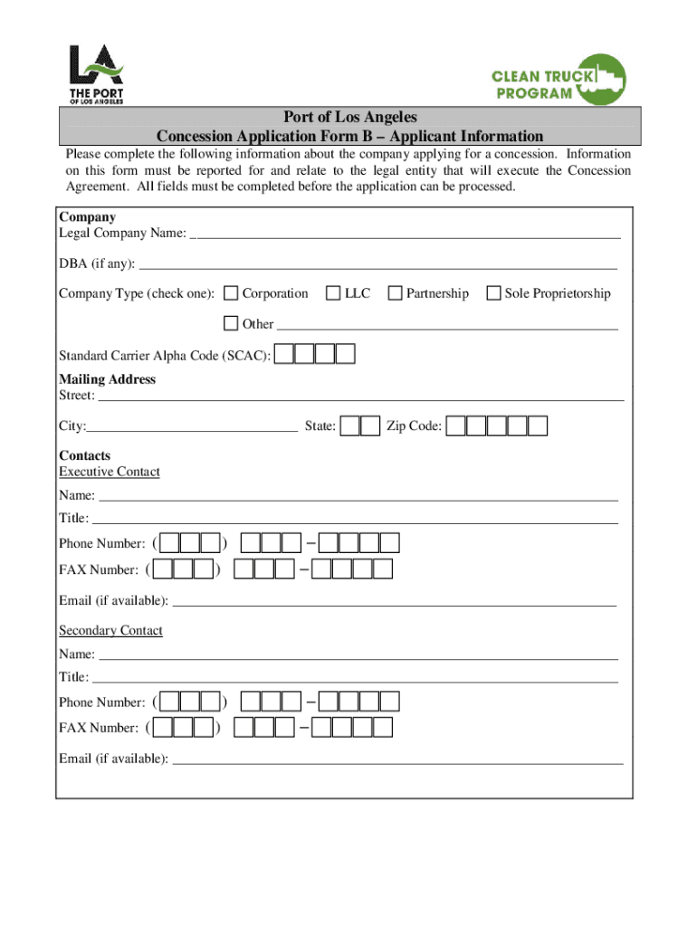 INSTRUCTIONS for PORT of LOS ANGELES DRAYAGE SERVICES CONCESSION APPLICATION  Portoflosangeles  Form