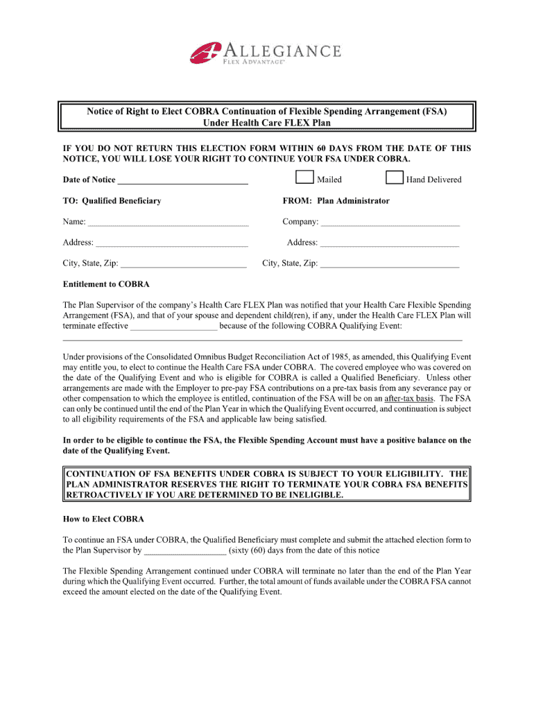 Cobra Continuation Election Form