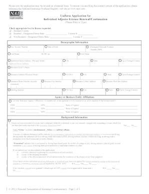 Naic Uniform Application